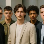 Groupe d’hommes avec différentes coupes de cheveux tendance pour homme en 2025