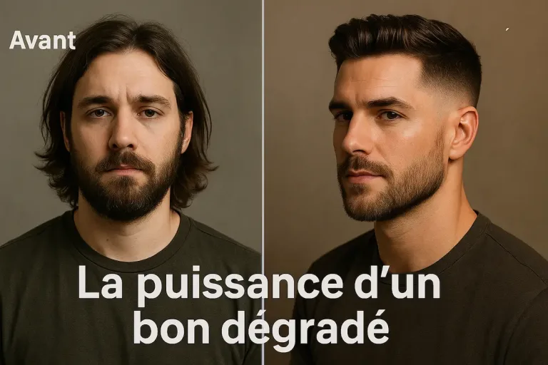 Comparatif avant et après coupe dégradée homme