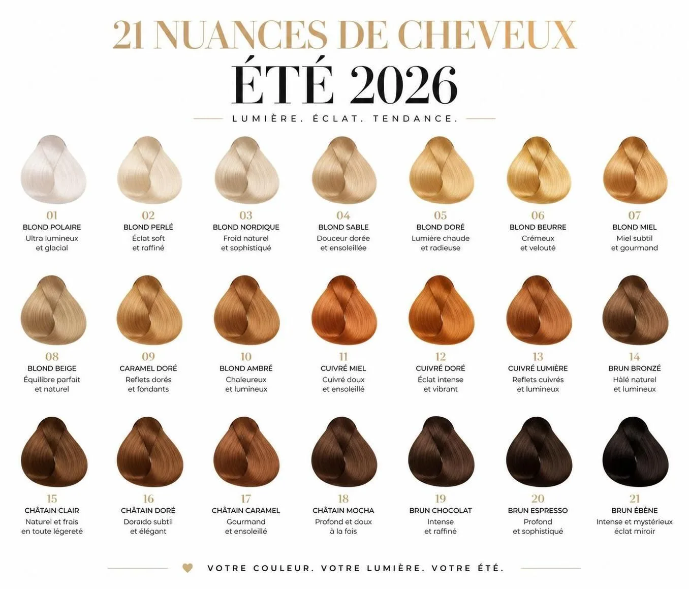 Découvrez les 15 couleurs de cheveux incontournables pour femmes en 2026 et trouvez l'inspiration pour un nouveau look tendance et éclatant.